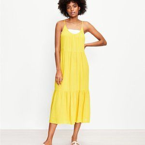 LOFT Strappy Tiered Midi Dress - Fresh Mango Yellow - Size XXL